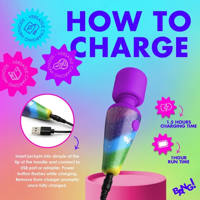 XR Brands Female Sex Toys Bang Rainbow Mini Silicone Wand Vibrator