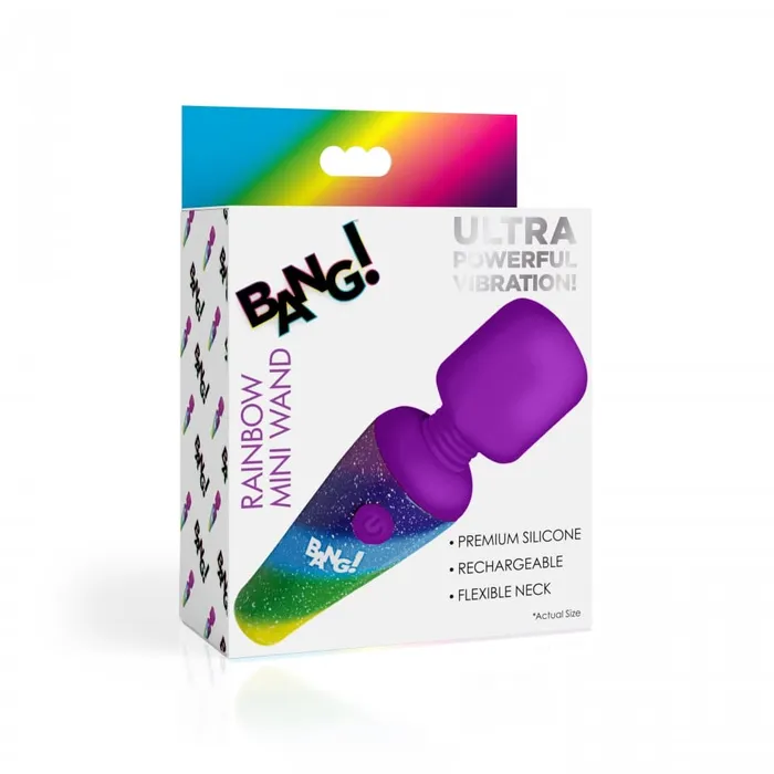 XR Brands Female Sex Toys Bang Rainbow Mini Silicone Wand Vibrator