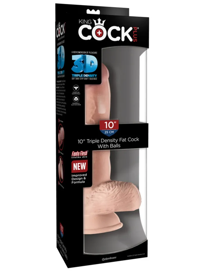 King Cock Dildos King Cock Plus Realistic Dildo Triple Density with Balls Fat Cock 10 inch