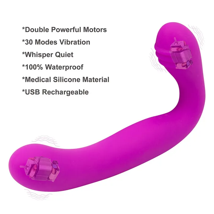 Female Sex Toys Double Ended Strapless strapon Dildo Vibrator Own Pleasures