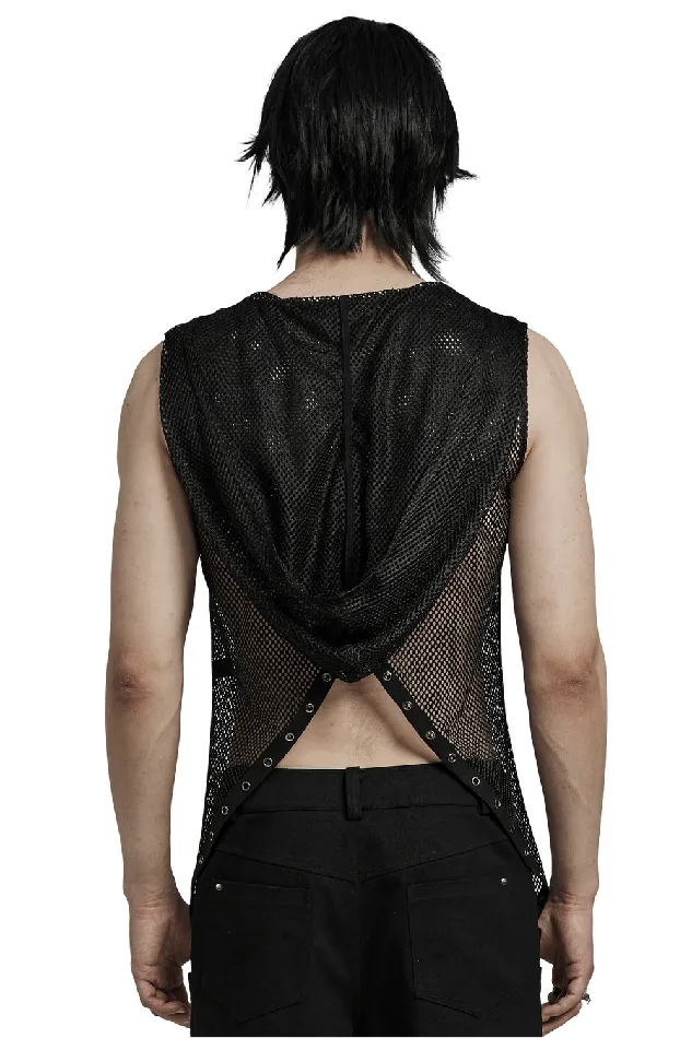 EVEs SECRETS Female Sex Toys Mesh Gothic Hooded Vest with a Seductive Punk Hollow Design