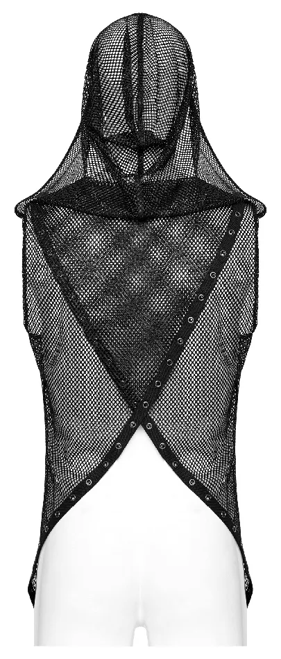 EVEs SECRETS Female Sex Toys Mesh Gothic Hooded Vest with a Seductive Punk Hollow Design