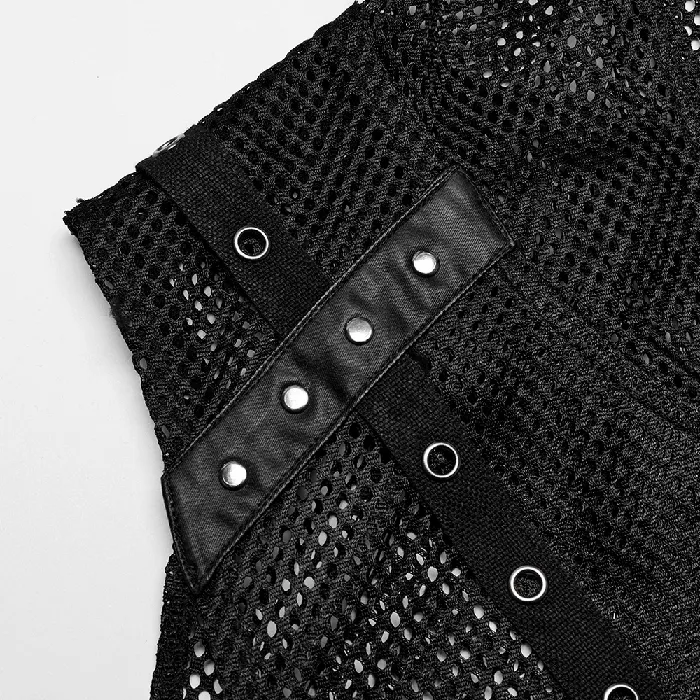 EVEs SECRETS Female Sex Toys Mesh Gothic Hooded Vest with a Seductive Punk Hollow Design