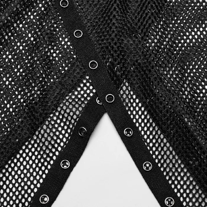 EVEs SECRETS Female Sex Toys Mesh Gothic Hooded Vest with a Seductive Punk Hollow Design