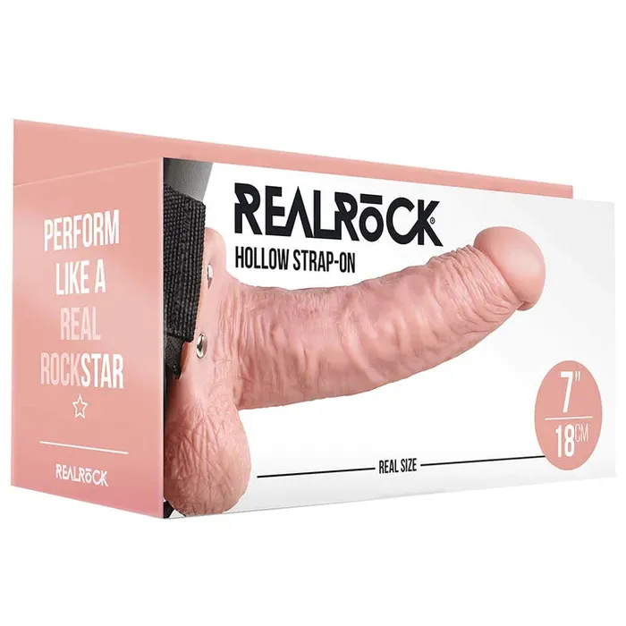 Female Sex Toys SHOTS REALROCK HOLLOW STRAPON WITH BALLS