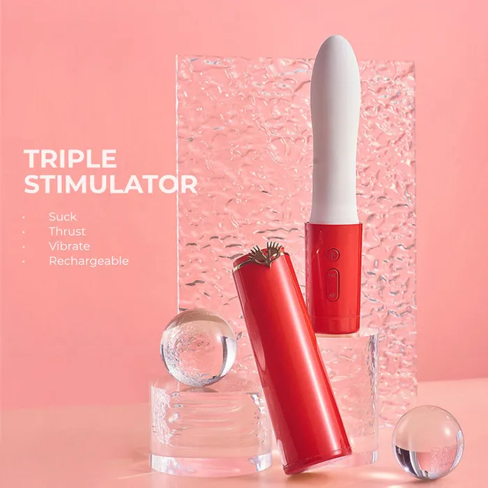 Female Sex Toys FRISKY BUSINESS SG Kiss Thrill Thruster Sucking Automatic Thrusting Vibrating 3 In 1 Vibrator