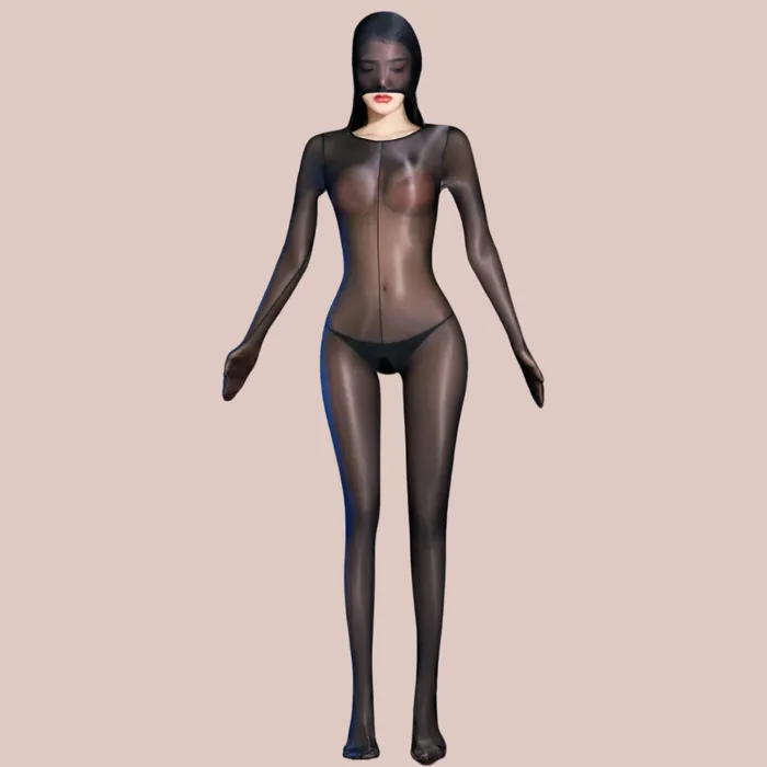Female Sex Toys House of Chastity Nylon Body Suit With Hood