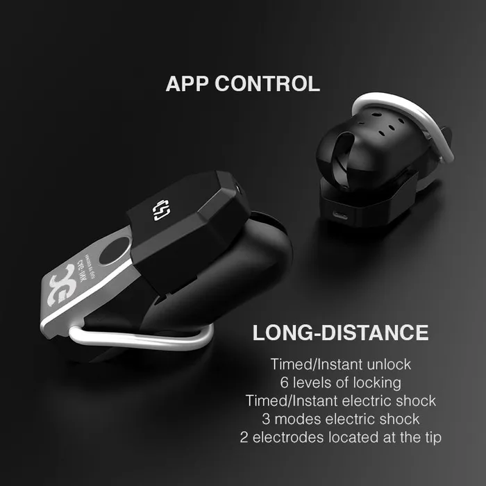 FRISKY BUSINESS SG Shock Lock APP Control Chastity Cock Cage Male Sex Toys