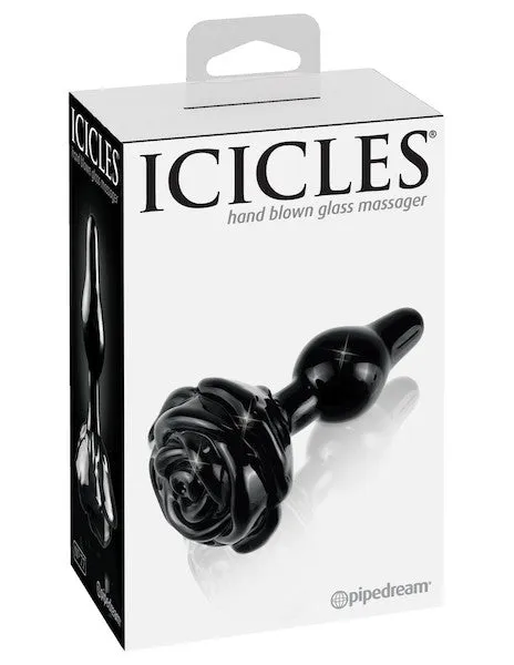 Icicles No 77 Rose Butt Plug Black Calvista Anal