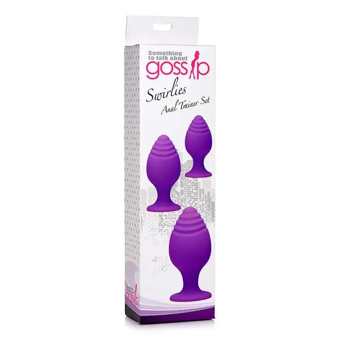 Anal Curve Toys Gossip Swirlies 3Piece Silicone Anal Training Set Magenta Curve Toys