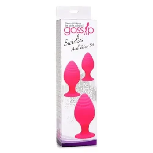 Anal Curve Toys Gossip Swirlies 3Piece Silicone Anal Training Set Magenta Curve Toys