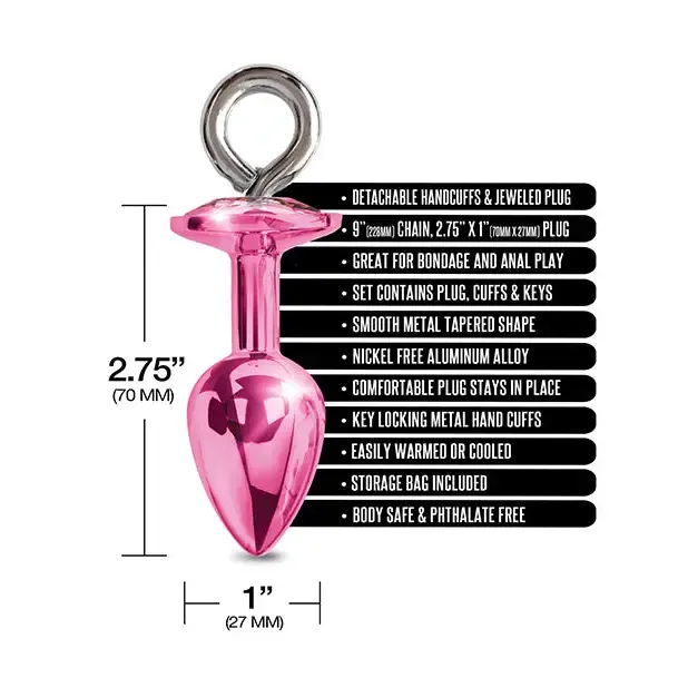 Anal Nixie Metal Butt Plug Furry Handcuff Set MediumBlue Metallic Global Novelties LLC Anal Nixie Metal Butt Plug Furry Handcuff Set MediumBlue Metallic Global Novelties LLC