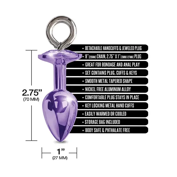 Anal Nixie Metal Butt Plug Furry Handcuff Set MediumBlue Metallic Global Novelties LLC Anal Nixie Metal Butt Plug Furry Handcuff Set MediumBlue Metallic Global Novelties LLC