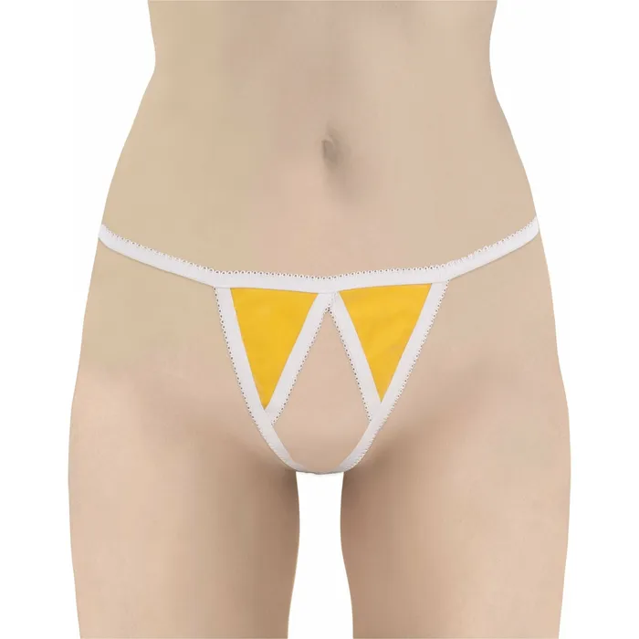 Female Sex Toys Sexy Latex Crotchless Panty Yellow OS Other Brands
