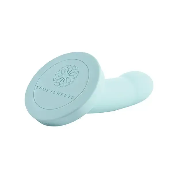 Female Sex Toys Sportsheets Sportsheets Merge Collection Myst Rechargeable 5 in Silicone Vibrating Dildo Blue