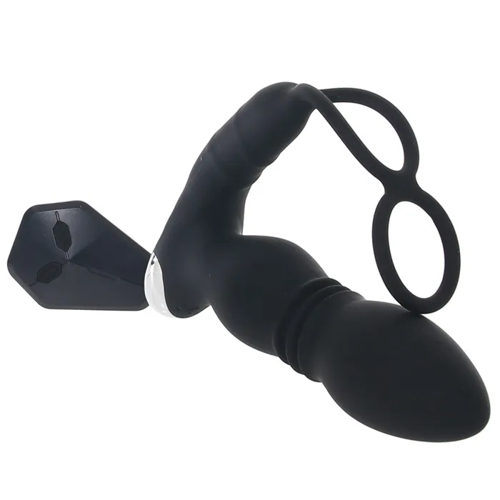Male Sex Toys Nasstoys AssSation Thrusting Power Plug with Dual Ring in Black