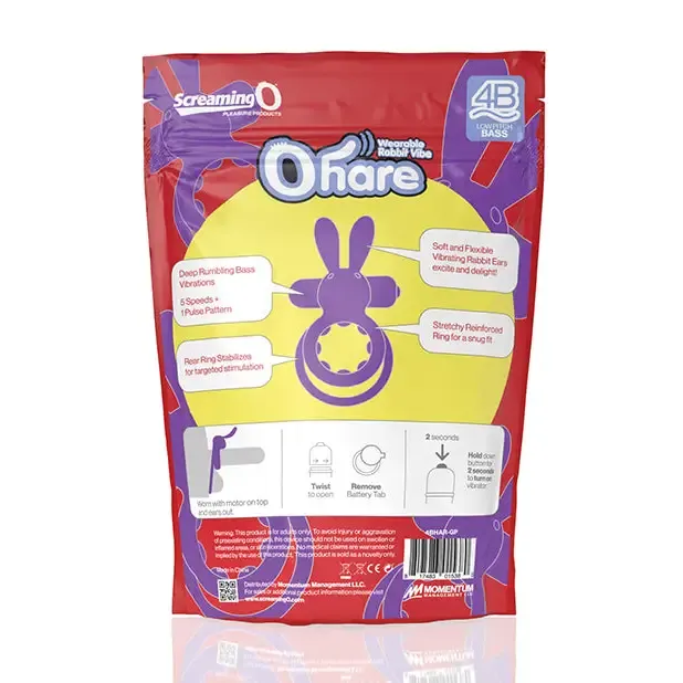 Screaming O Vibrators Screaming O 4B Ohare Vibrating Rabbit Double Cockring