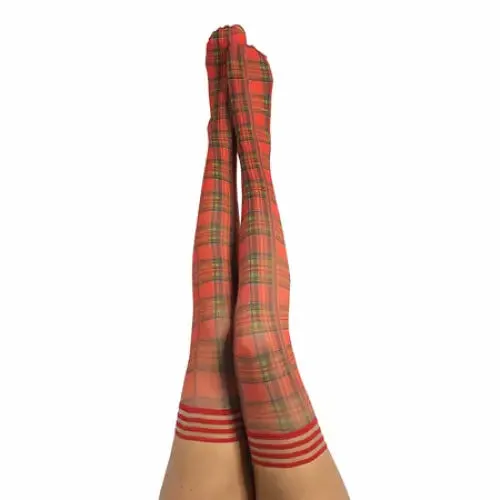 Vibrators Kixies Kixies Grace Plaid ThighHigh Red Size A