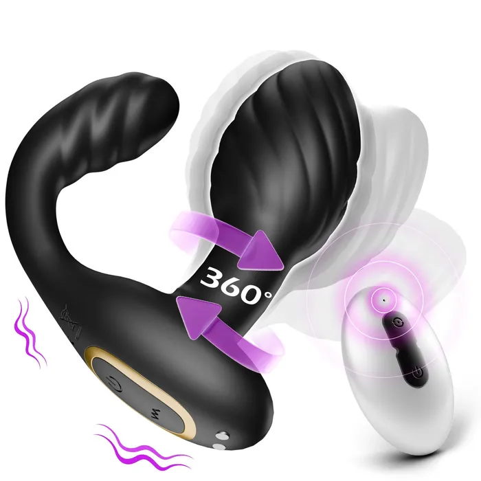 Amovibe Male Sex Toys Anal Toys with 10 Rotating 10 Vibrating Patterns