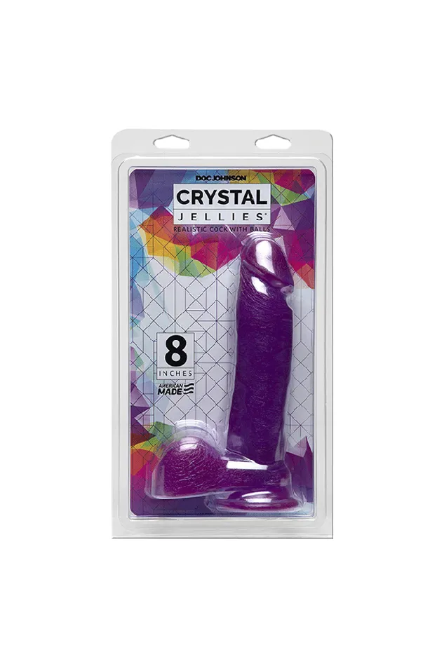 Dildos Doc Johnson Crystal Jellies by Doc Johnson 8 Inch Realistic Cock With Balls Purple