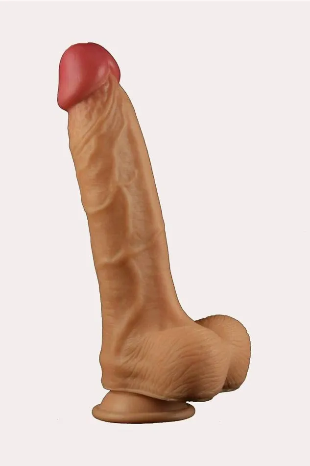 Dildos Shibari Shibari Get Lucky Real Skin Dual Layer Dildo 10 Inch Tan