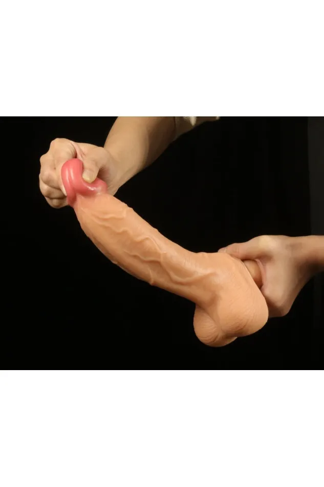 Dildos Shibari Shibari Get Lucky Real Skin Dual Layer Dildo 10 Inch Tan