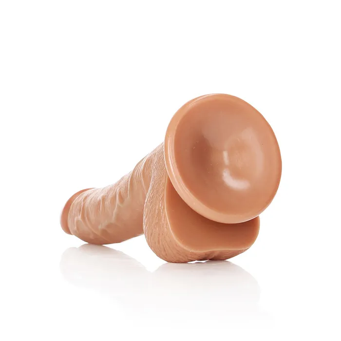 Dildos Shots Real Rock Realistic Curved Dildo With Balls 7 Inch Tan Shots Toys