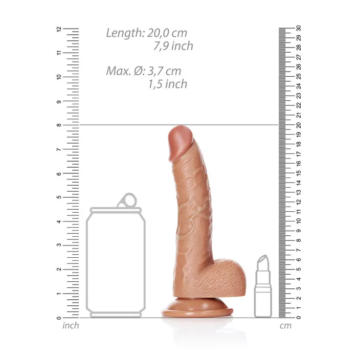 Dildos Shots Real Rock Realistic Curved Dildo With Balls 7 Inch Tan Shots Toys