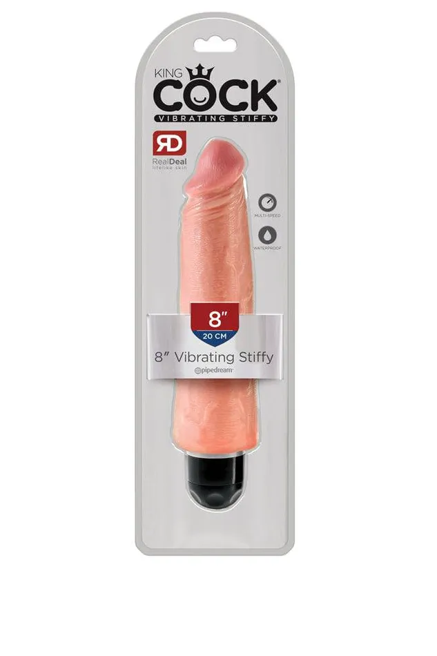 Pipedream Dildos Pipedream King Cock Vibrating Realistic Stiffy Dildo 8 inch Beige