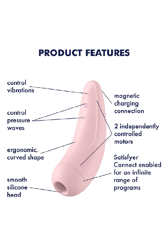 Satisfyer Vibrators Satisfyer Curvy 2 Plus Bluetooth Air Pulse Clitoral Stimulator Pink