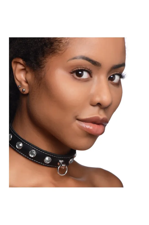 XR Brands Anal XR Brands Master Series Bling Vixen Choker with Rhinestones BlackClear