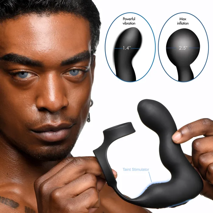 10X Inflatable and Vibrating Prostate Plug with Cock and Ball Ring Swell Male Sex Toys 10X Inflatable and Vibrating Prostate Plug with Cock and Ball Ring Swell Male Sex Toys