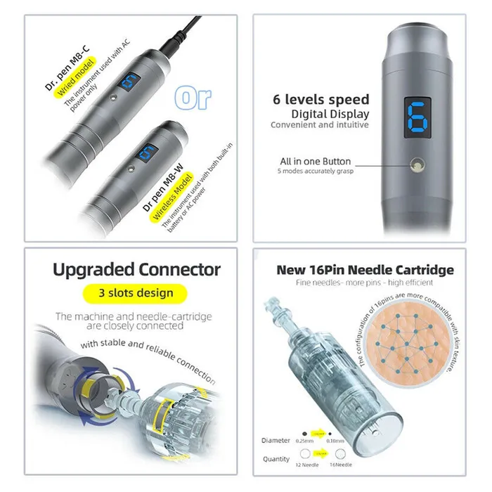 AMY CO Vibrators New derma pen professional drpen M8 6 speed MTS microneedle 20003