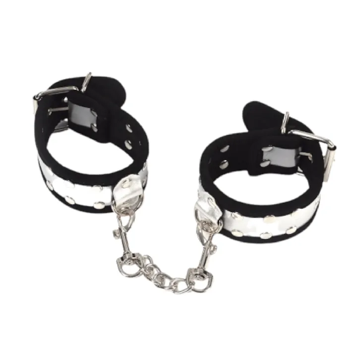 Lovegasm Couples Badass Metallic Leather Hand Sex Cuffs for Bondage Play