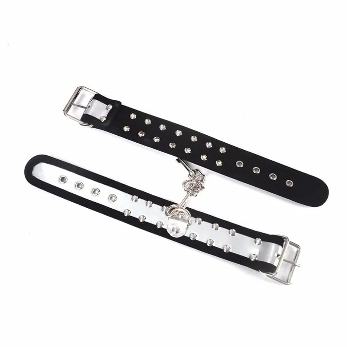 Lovegasm Couples Badass Metallic Leather Hand Sex Cuffs for Bondage Play