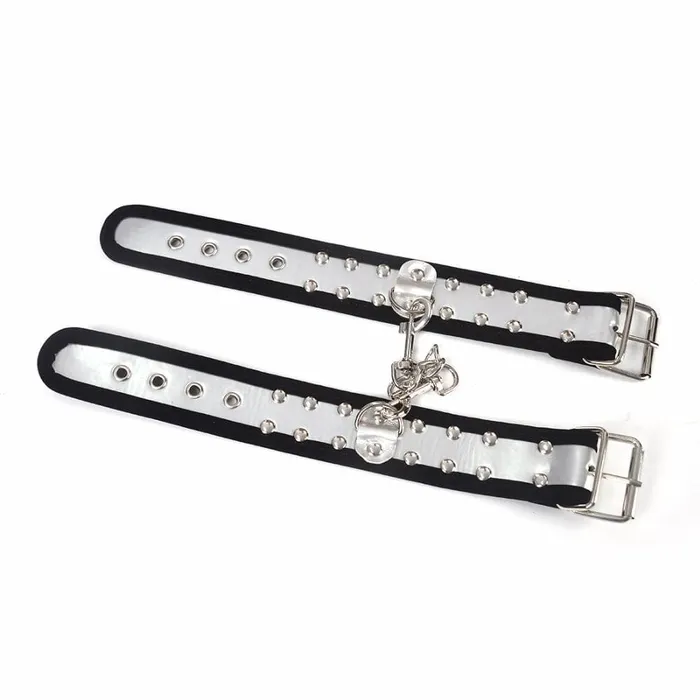 Lovegasm Couples Badass Metallic Leather Hand Sex Cuffs for Bondage Play