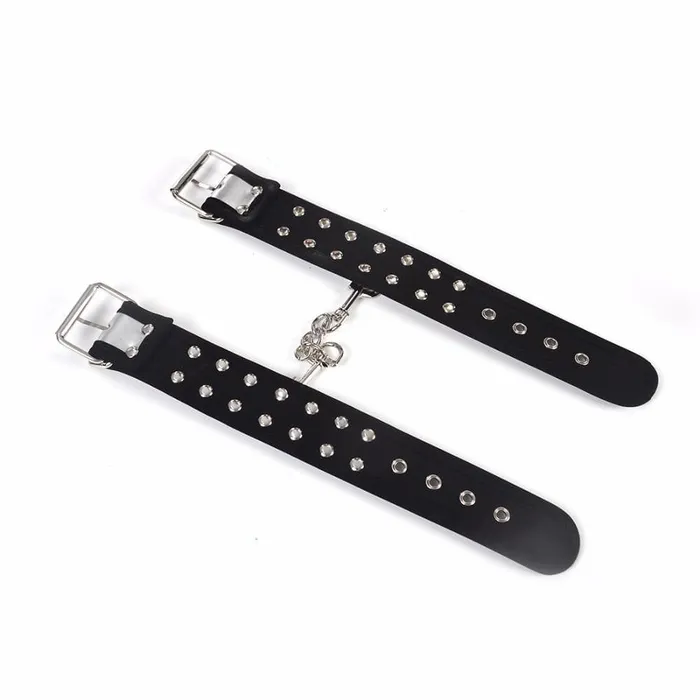 Lovegasm Couples Badass Metallic Leather Hand Sex Cuffs for Bondage Play