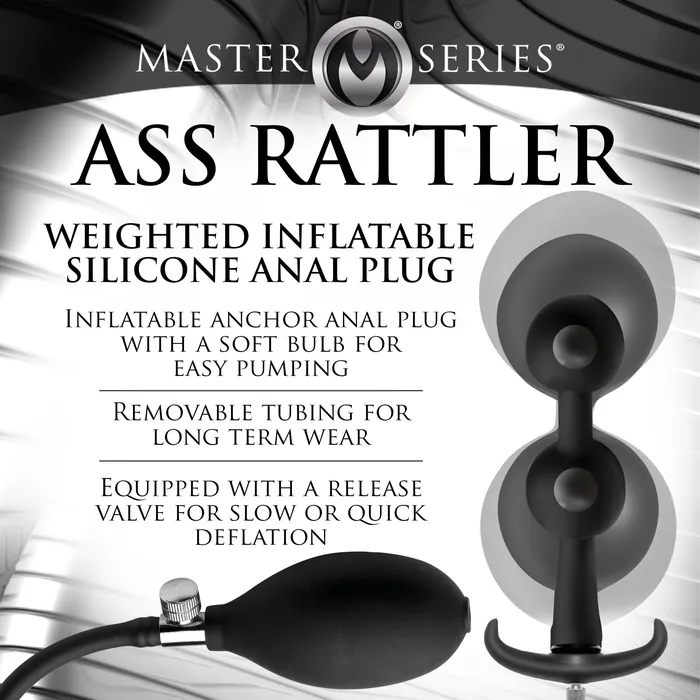 Male Sex Toys Master Series Ass Rattler Weighted Inflatable Silicone Anal Plug