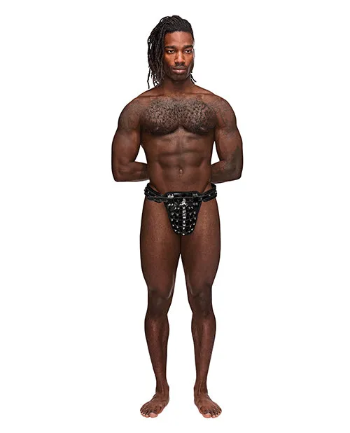 Anal Comme Ci Comme Ca Leather Taurus Adjustable Buckle Thong Black OS