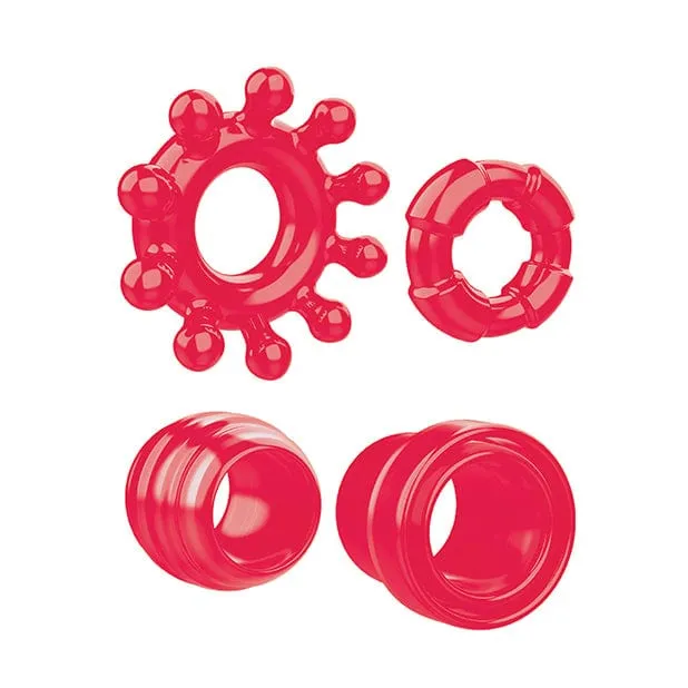 Anal Zero Tolerance Zero Tolerance Ring the Alarm Set of 4 Textured Cock Rings Red Anal Zero Tolerance Zero Tolerance Ring the Alarm Set of 4 Textured Cock Rings Red