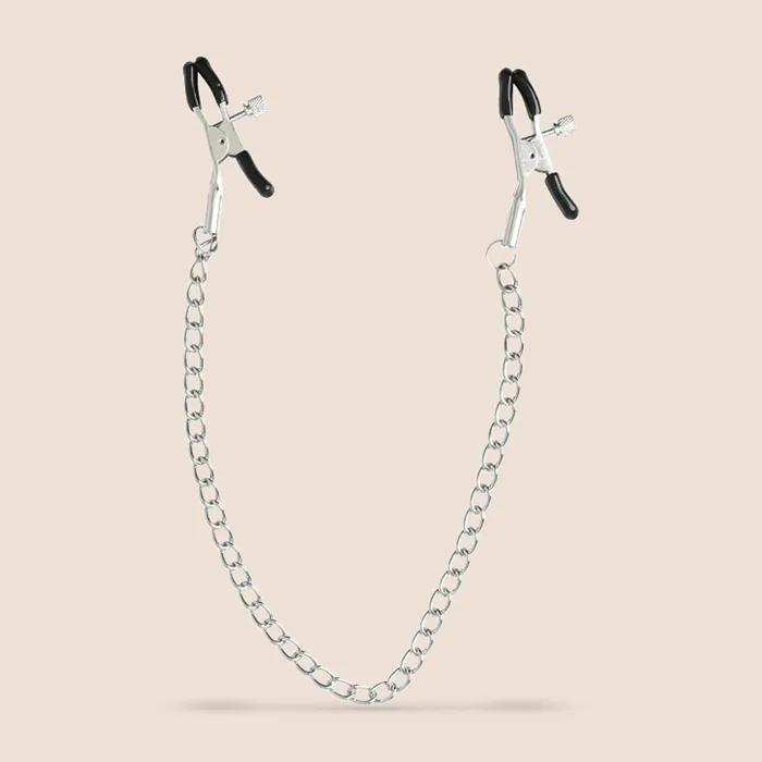 Couples Sportsheets International Inc Sex Mischief Chained Nipple Clamps thumb screw adjustability Couples Sportsheets International Inc Sex Mischief Chained Nipple Clamps thumb screw adjustability