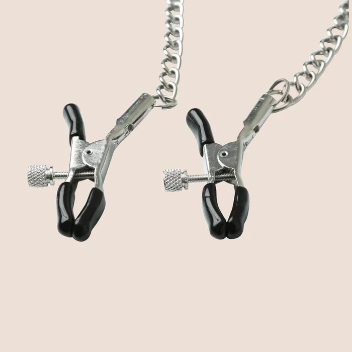 Couples Sportsheets International Inc Sex Mischief Chained Nipple Clamps thumb screw adjustability Couples Sportsheets International Inc Sex Mischief Chained Nipple Clamps thumb screw adjustability