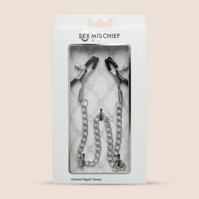 Couples Sportsheets International Inc Sex Mischief Chained Nipple Clamps thumb screw adjustability Couples Sportsheets International Inc Sex Mischief Chained Nipple Clamps thumb screw adjustability