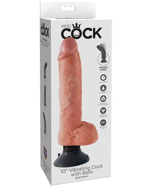 Dildos Pipedream Products King Cock 10 Vibrating Cock Wballs