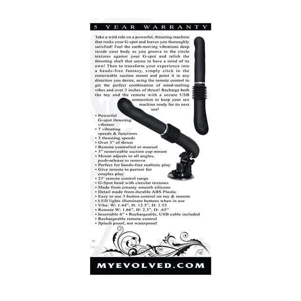 Evolved Vibrators Evolved G Force Thruster G Spot Thrusting Vibrator Black