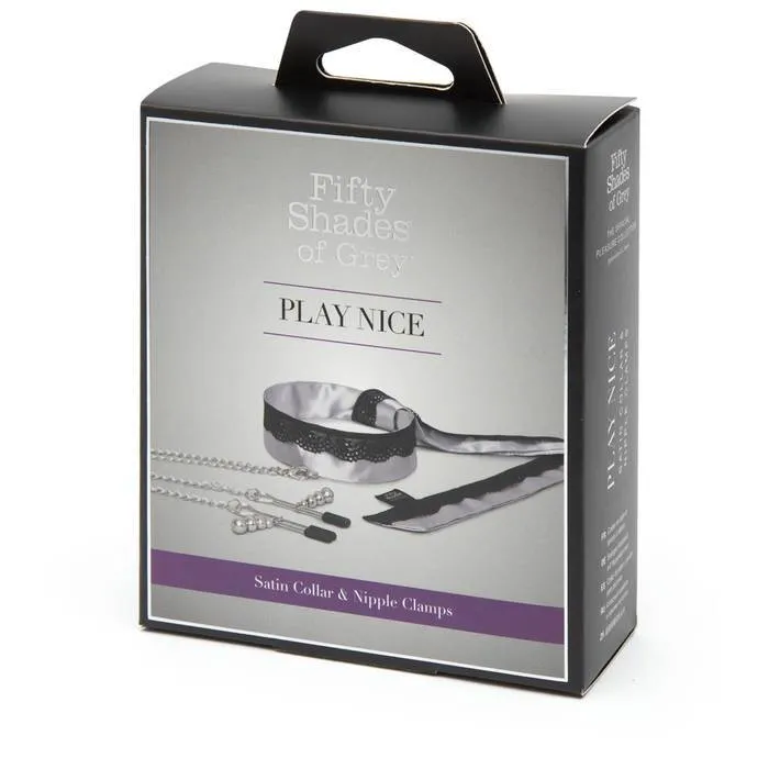 Fifty Shades of Grey Play Nice Satin Lace Collar Nipple Clamps Grey Fifty Shades of Grey Vibrators
