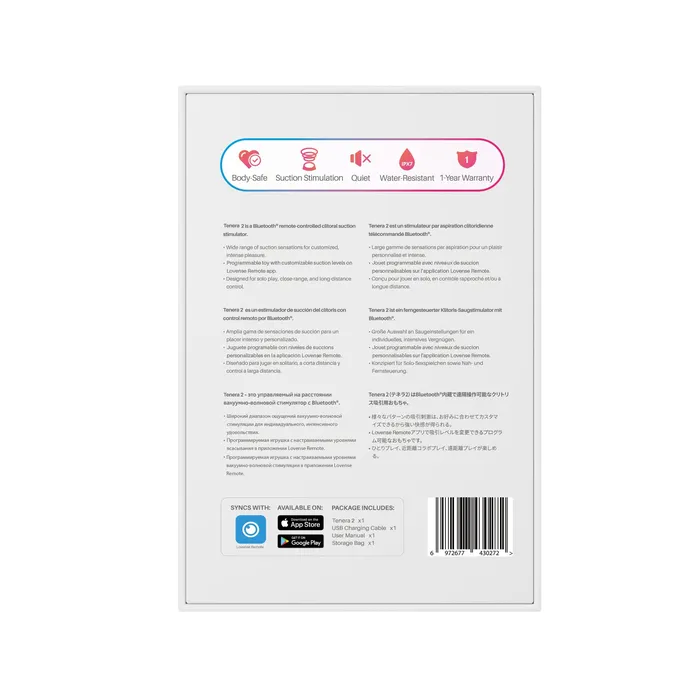 Lovense Vibrators Lovense Tenera 2 AppControlled Clitoral Air Stimulator PinkBlue