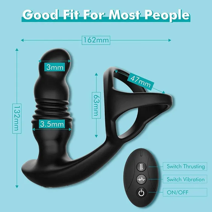 propinkup Male Sex Toys 3 Thrusting 7 Vibrating Doublering Prostate Massager Anal Toys Remote Control