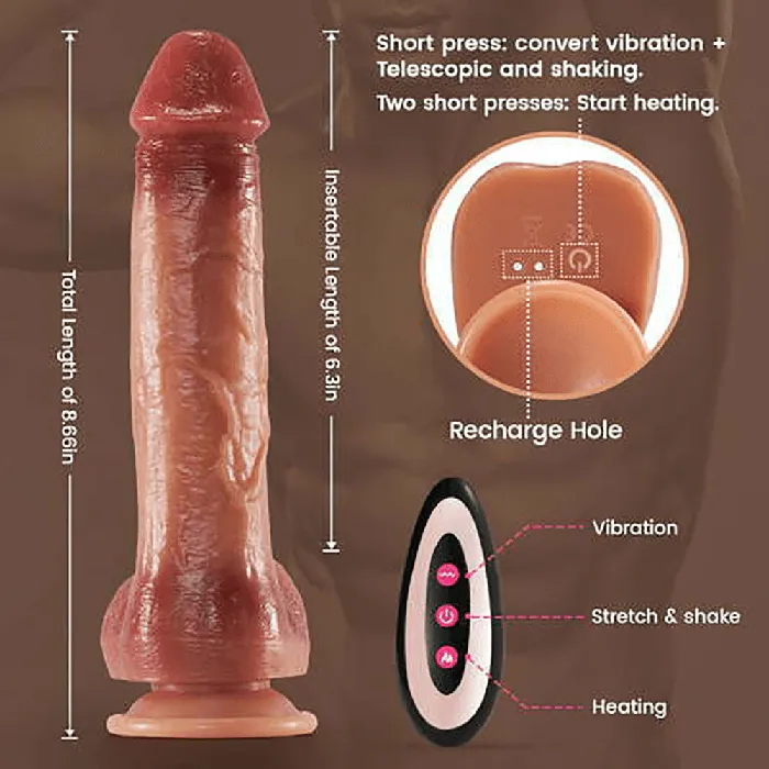 Vibrators propinkup CYRUS Classic 9Vibration3Thrusting Swing Heat Realistic Dildo 866 Inch