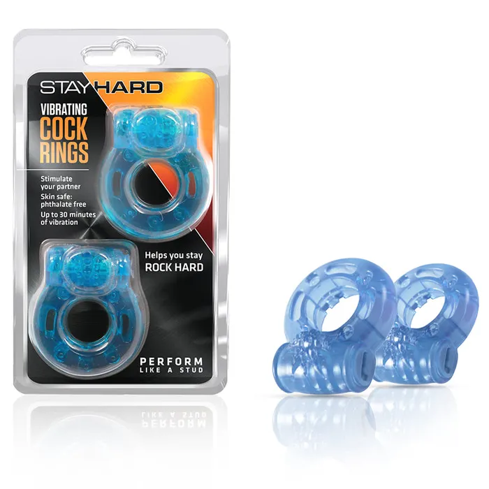 Blush Stay Hard Vibrating Cockrings 2Pack Blue Blush Vibrators